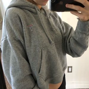 TNA oversized cropped grey sweatshirt, size: XXS